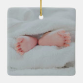 Baby's First Christmas Two Foto Neugeborene Niedli Keramikornament (Rückseite)