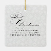 Baby's First Christmas Vertical Foto Snowflake Ce Keramikornament (Rückseite)