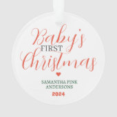 Baby's First Christmas Watercolor Greenery Berries Ornament (Rückseite)