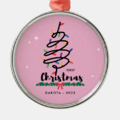 Baby's First Christmas Whimsical Lighted Tree Ornament Aus Metall (Vorne)