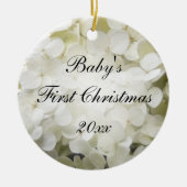 Baby's First Christmas White Hydrangea Keramikornament (Vorne)