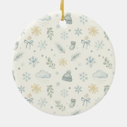 Baby's First Christmas - Winter theme Keramik Ornament (Hinten)