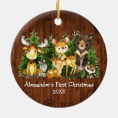 Baby's First Christmas Wood Animals Deer Keramik Ornament (Hinten)