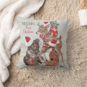 Baby's First Christmas Woodland Animal Deer Custom Kissen (Decke)
