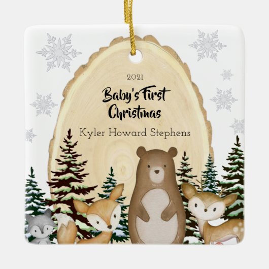 Baby's First Christmas Woodland Animals Ornament (Vorderseite)