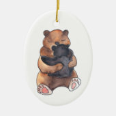 Baby's First Christmas Woodland Bear Hug Keramik Ornament (Vorne)