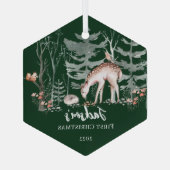 Baby's First Christmas Woodland Ornament Aus Glas (Rückseite)
