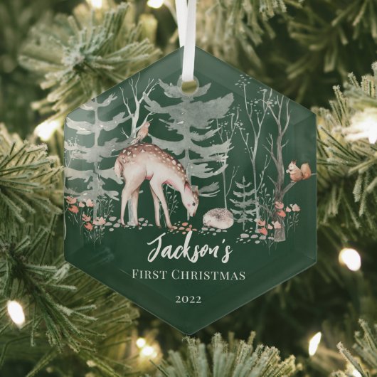 Baby's First Christmas Woodland Ornament Aus Glas (Insitu)