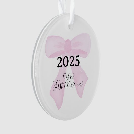 Baby's First Christmas YEAR Pink Bows Ornament (Vorderseite)