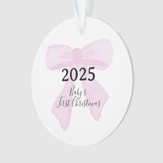 Baby's First Christmas YEAR Pink Bows Ornament (Vorderseite)