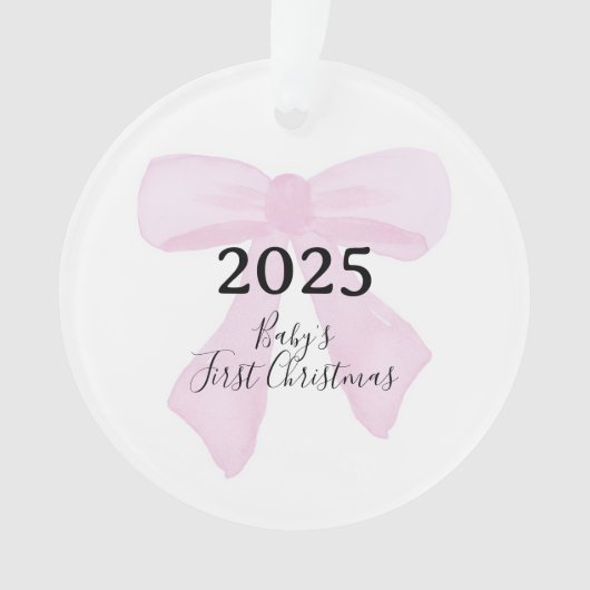 Baby's First Christmas YEAR Pink Bows Ornament (Vorderseite)