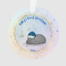 Baby's First ChristmPygmy Hippo Christmas Ornament