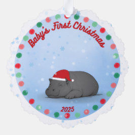 Baby's First Chritmas - Paper Ornament - Hippo Karte