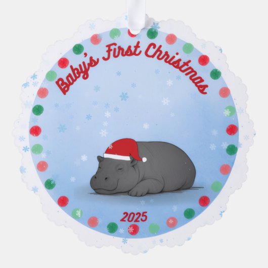 Baby's First Chritmas - Paper Ornament - Hippo Karte (Rückseite)
