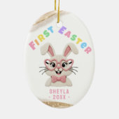 Baby's First Easter Bunny Heart Glasses Keramik Ornament (Hinten)