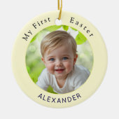 Baby's First Easter Elegant Photo Keepsake Yellow Keramik Ornament (Vorne)