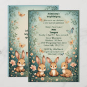 Babys First Easter Pastel Green Spring Bunny Party Einladung (Vorne/Hinten)
