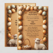Babys First Easter Pastel Green Spring Lamb Party Einladung (Vorne/Hinten)