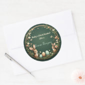 Baby's First Easter Spring Wreath Woodland Animals Runder Aufkleber (Umschlag)