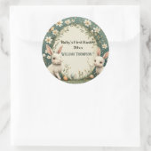 Baby's First Easter Spring Wreath Woodland Animals Runder Aufkleber (Tasche)