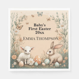 Baby's First Easter Woodland Animals Bunny Lamb Serviette