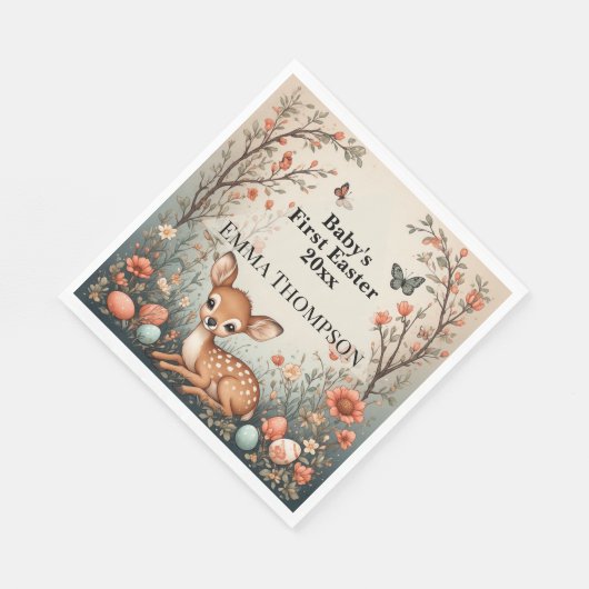 Baby's First Easter Woodland Animals Deer Spring  Serviette (Ecke)