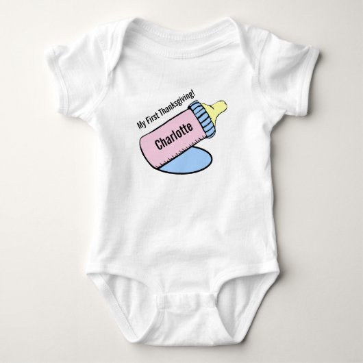 Baby's First Erntedank Baby Bottle Strampler (Vorderseite)