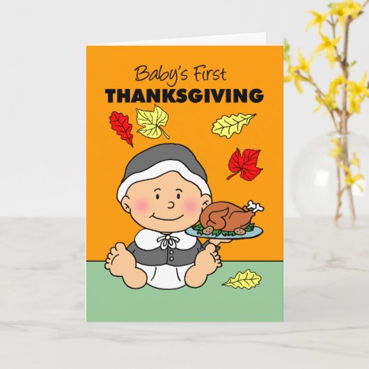 Baby's First Erntedank Pilgrim Karte (Gelbe Blume)