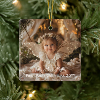 Baby's First Fairy Weihnachts Foto Keepake Geschen Keramikornament