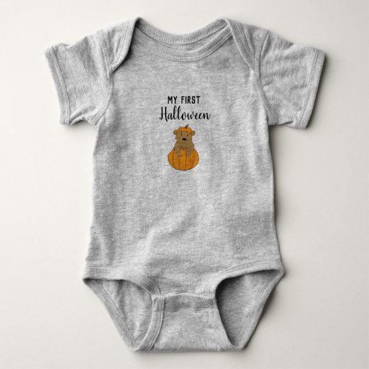 Baby's First Halloween Bear Pumpkin Baby Bodysuit Baby Strampler (Vorderseite)