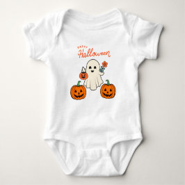 Baby's First Halloween Ghost and Pumpkin Baby Strampler