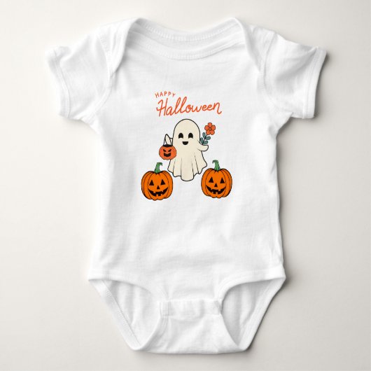 Baby's First Halloween Ghost and Pumpkin Baby Strampler (Vorderseite)