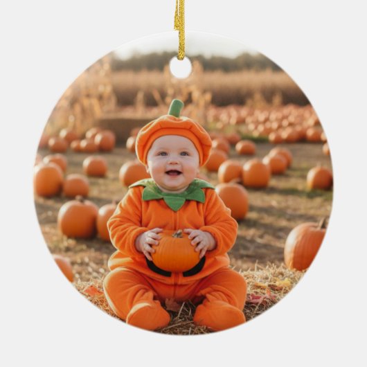 Baby's First Halloween Ghost mit Pumpkins Keramik Ornament (Hinten)