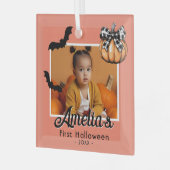 Baby's First Halloween Pumpkin Bats Foto Ornament Aus Glas (Vorderseite links)