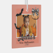 Baby's First Halloween Pumpkin Bats Foto Ornament Aus Glas (Vorderseite Rechts)