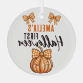 Baby's First Halloween Pumpkin Bow Ornament Aus Glas (Rückseite)
