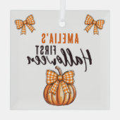 Baby's First Halloween Pumpkin Bow Ornament Aus Glas (Rückseite)