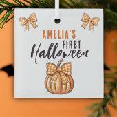 Baby's First Halloween Pumpkin Bow Ornament Aus Glas