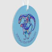Baby's First Hanukkah 2025 Boy Dino Velociraptor Ornament (Vorderseite)