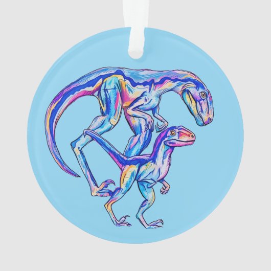 Baby's First Hanukkah 2025 Boy Dino Velociraptor Ornament (Rückseite)