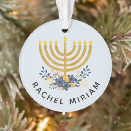 Baby's First Hanukkah | Datiert Keepake Blue & Gol Ornament