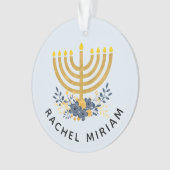 Baby's First Hanukkah | Datiert Keepake Blue & Gol Ornament (Vorderseite)