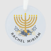 Baby's First Hanukkah | Datiert Keepake Blue & Gol Ornament (Vorderseite)