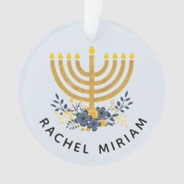 Baby's First Hanukkah | Datiert Keepake Blue & Gol Ornament