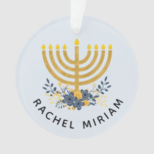 Baby's First Hanukkah Datiert Keepake Blue & Gol Ornament