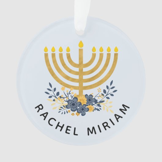 Baby's First Hanukkah | Datiert Keepake Blue & Gol Ornament (Vorderseite)