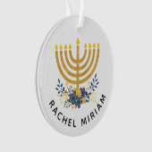 Baby's First Hanukkah | Datiert Keepake Blue & Gol Ornament (Vorderseite)