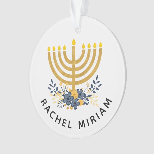 Baby's First Hanukkah | Datiert Keepake Blue & Gol Ornament (Vorderseite)