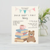 Baby's First Library Book Themed Baby Shower Einladung (Stehend Vorderseite)