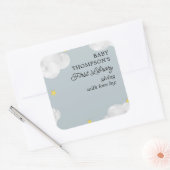 Baby's First Library Buchzeichen Blue Gray Clouds Quadratischer Aufkleber (Umschlag)